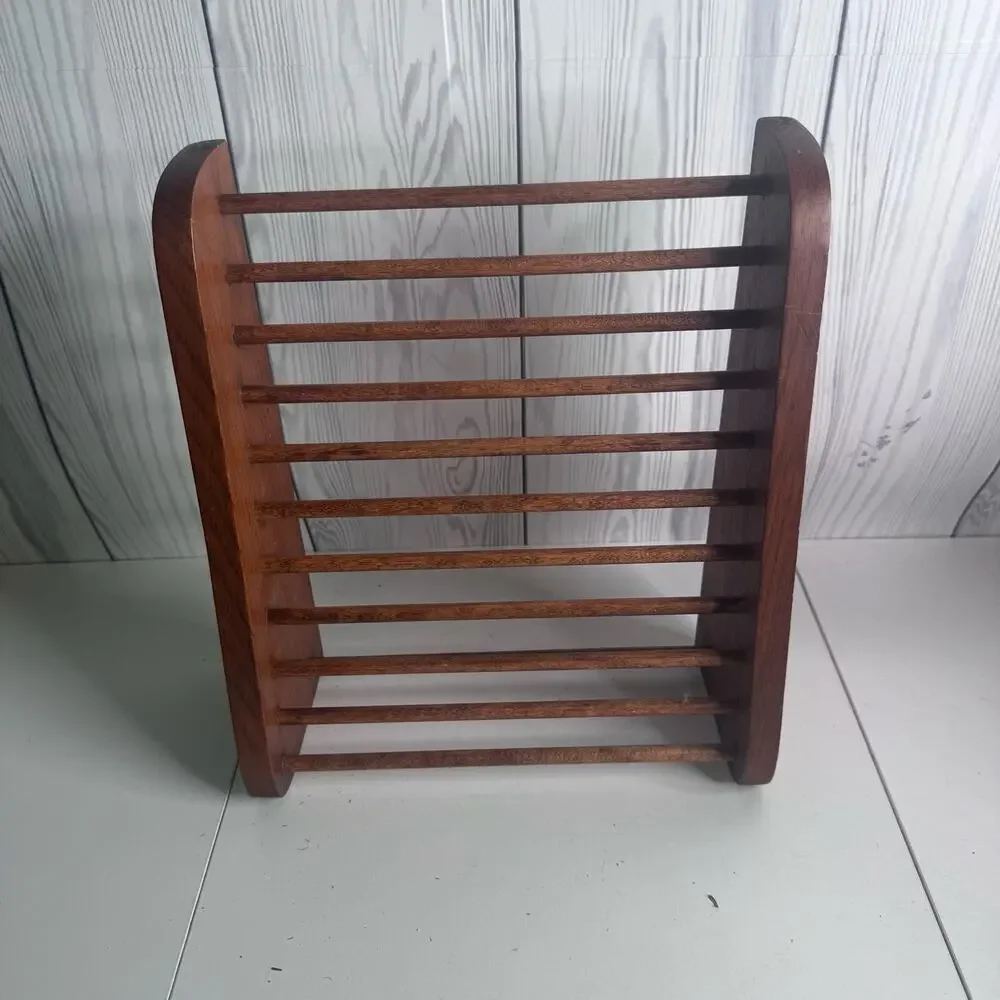 Vintage Countertop Wooden Tea Towel or Magazine/Newspaper Rack Wooden 12 x 13